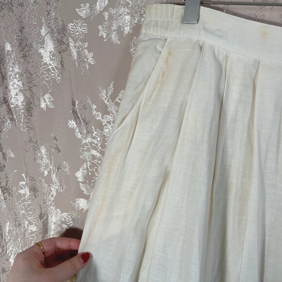 Vintage Carry Back Folk Skirt Peasant Lace Embroidered Maxi Skirt Cream Size 14 - Picture 8 of 9